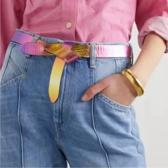 NWT Isabel Marant PINK ‘Lecce’ metallic belt - Picture 4 of 6